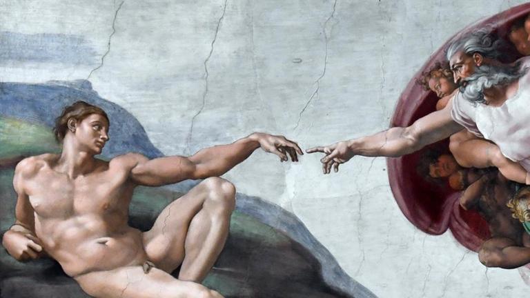 Die sixtinische Kapelle in Rom mit dem Deckenfresko "Die Erschaffung Adams" von Michelangelo Buonarroti, aufgenommen am 01.09.2016 Die sixtinische Kapelle in Rom mit dem Deckenfresko "Die Erschaffung Adams" von Michelangelo Buonarroti, aufgenommen am 01.09.2016