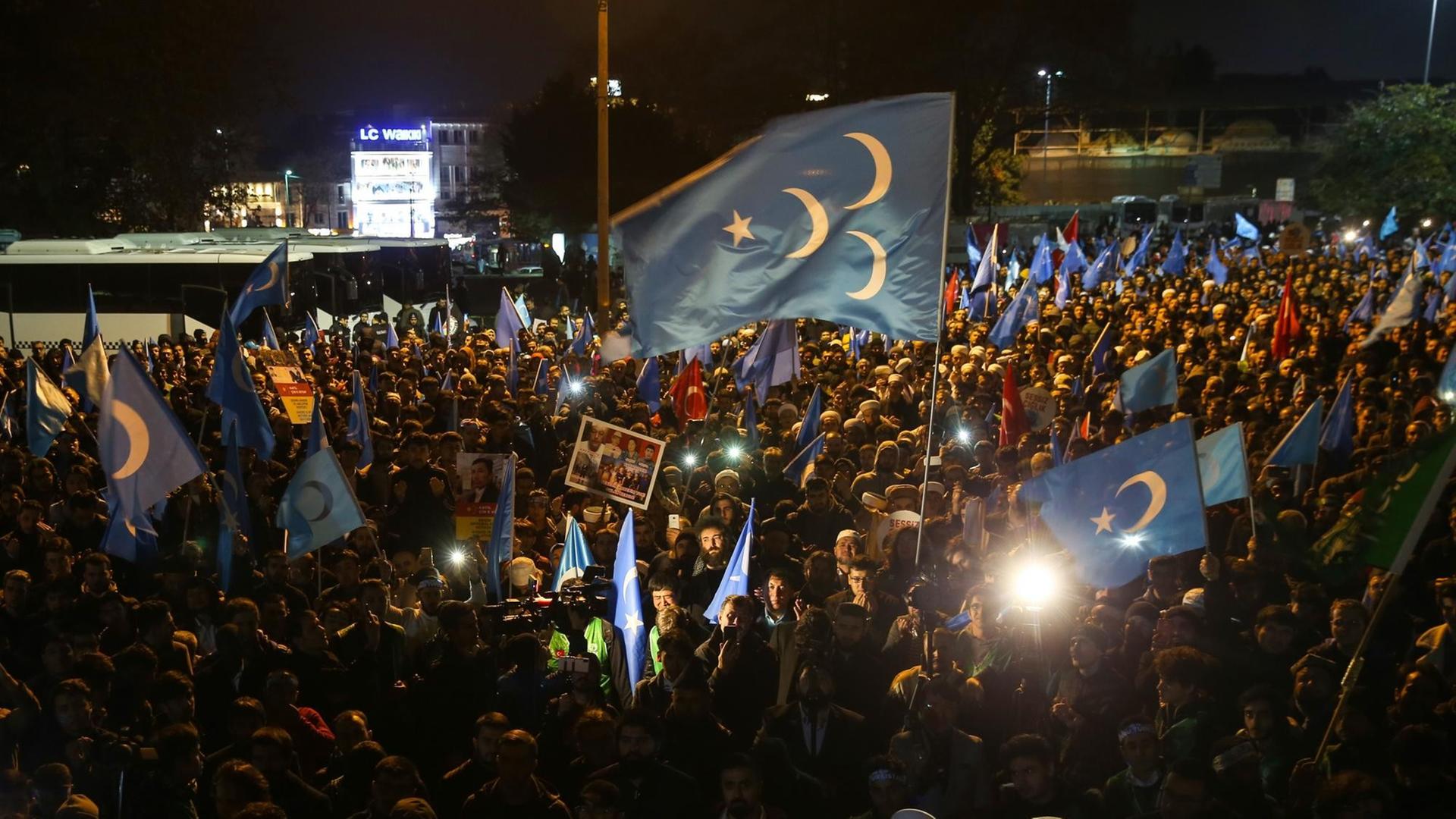 ISTANBUL, TURKEY - DECEMBER 20:Thousands take part in a 'silent scream' demonstration against ChinaÄôs persecution of Uighurs in Xinjiang, at Fatih Mosque on December 20, 2019 in Istanbul, Turkey. ChinaÄôs Xinjiang region is home to around 10 million Uighurs. The Turkic Muslim group, which makes up around 45% of XinjiangÄôs population, has long accused ChinaÄôs authorities of cultural, religious and economic discrimination. Up to one million people, or about 7% of the Muslim population in Xinjiang, have been incarcerated in an expanding network of Äúpolitical re-educationÄù camps, according to U.S. officials and UN experts. In a report last September, Human Rights Watch accused the Chinese government of carrying out a Äúsystematic campaign of human rights violationsÄù against Uighur Muslims in Xinjiang. Islam Yakut / Anadolu Agency ISTANBUL, TURKEY - DECEMBER 20:Thousands take part in a 'silent scream' demonstration against ChinaÄôs persecution of Uighurs in Xinjiang, at Fatih Mosque on December 20, 2019 in Istanbul, Turkey. ChinaÄôs Xinjiang region is home to around 10 million Uighurs. The Turkic Muslim group, which makes up around 45% of XinjiangÄôs population, has long accused ChinaÄôs authorities of cultural, religious and economic discrimination. Up to one million people, or about 7% of the Muslim population in Xinjiang, have been incarcerated in an expanding network of Äúpolitical re-educationÄù camps, according to U.S. officials and UN experts. In a report last September, Human Rights Watch accused the Chinese government of carrying out a Äúsystematic campaign of human rights violationsÄù against Uighur Muslims in Xinjiang. Islam Yakut / Anadolu Agency