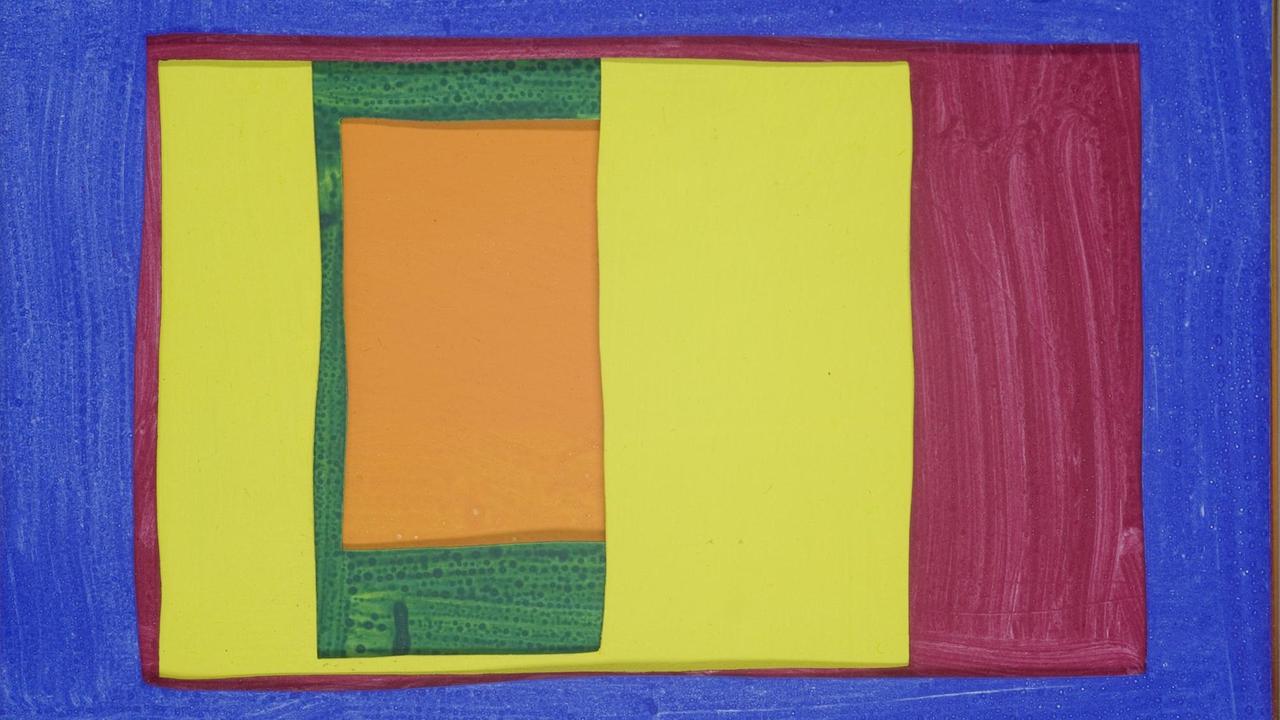 Ein Bild mit mehreren verschiedenfarbigen Rechtecken auf blauem Hintergrund. Ein Bild mit mehreren verschiedenfarbigen Rechtecken auf blauem Hintergrund.
