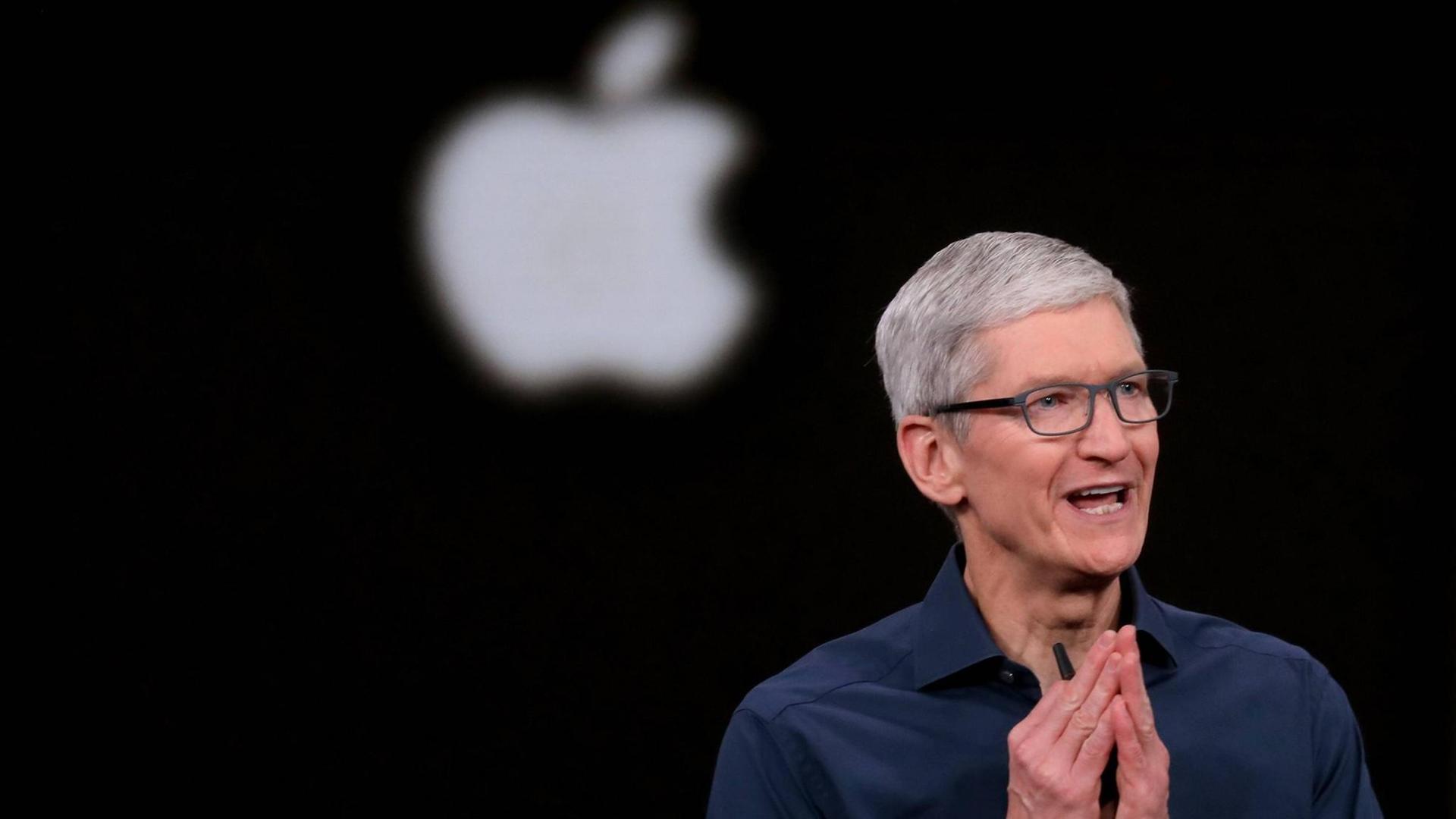 Apple Chef Tim Cook bei einer Produktvorstellung im September 2018 in Cupertino Apple Chef Tim Cook bei einer Produktvorstellung im September 2018 in Cupertino