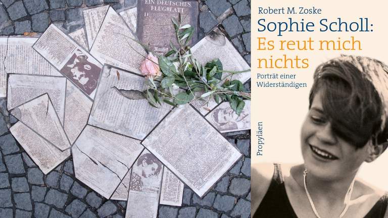 Robert M. Zoskes Portrait über Sophie Scholl vor dem Denkmal der "Weiße Rose"-Mitglieder Robert M. Zoskes Portrait über Sophie Scholl vor dem Denkmal der "Weiße Rose"-Mitglieder