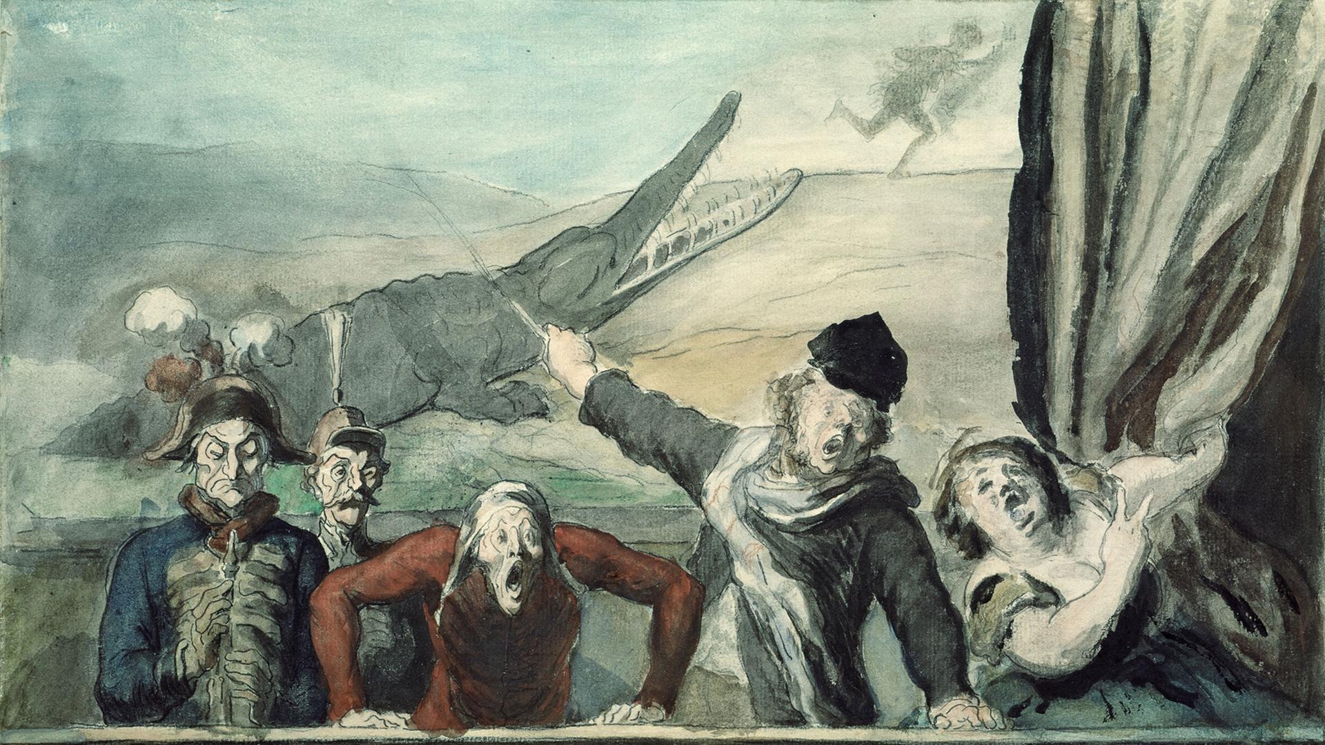 Das Bild "Die Schaubude" von Honoré Daumier (1808-1879) Das Bild "Die Schaubude" von Honoré Daumier (1808-1879)