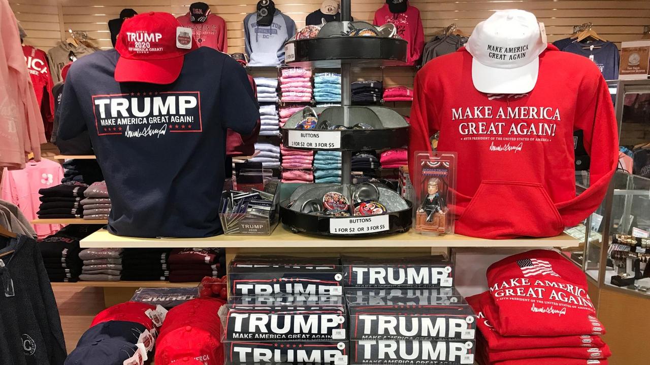 Souvenirshop in Washington mit Trump-Artikeln. Souvenirshop in Washington mit Trump-Artikeln.
