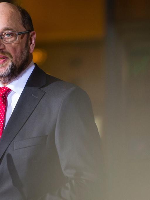 Martin Schulz (SPD) am 24.01.2017 bei einer Pressekonferenz in der SPD-Zentrale in Berlin, nachdem SPD-Chef Sigmar Gabriel auf die Kanzlerkandidatur verzichtet hat. Am 29.01.wurde Schulz als Kanzlerkandidat nominiert.