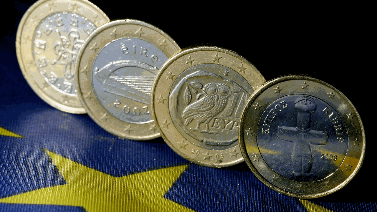 Euro-Münzen aus Zypern, Portugal, Irland und Griechenland
