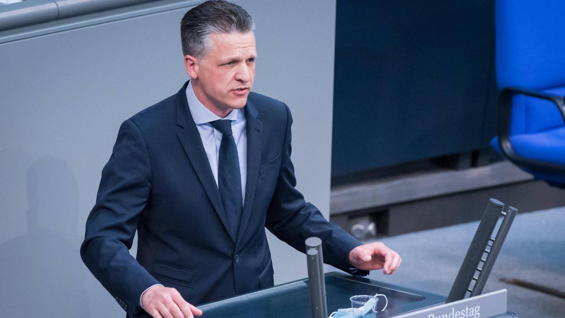 Thorsten Frei (CDU) während der 222. Sitzung des Deutschen Bundestags am 16.04.2021 in Berlin. Thorsten Frei (CDU) während der 222. Sitzung des Deutschen Bundestags am 16.04.2021 in Berlin.