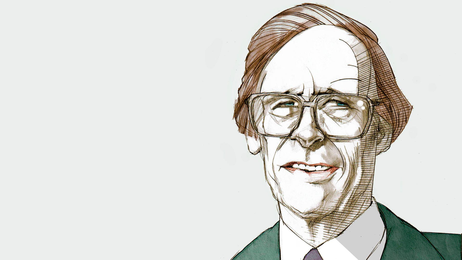 Die Zeichnung von Dariush Radpour zeigt den us-amerikanischen Philosophen John Rawls. Die Zeichnung von Dariush Radpour zeigt den us-amerikanischen Philosophen John Rawls.