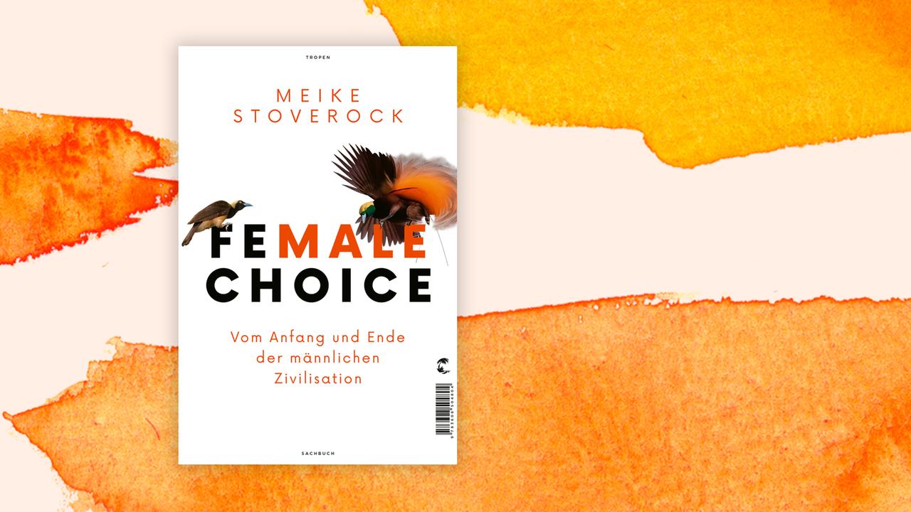 Das Cover von Meike Stoverocks Buch " Female Choice. Vom Anfang und Ende der männlichen Zivilisation" auf orange-weißem Grund.