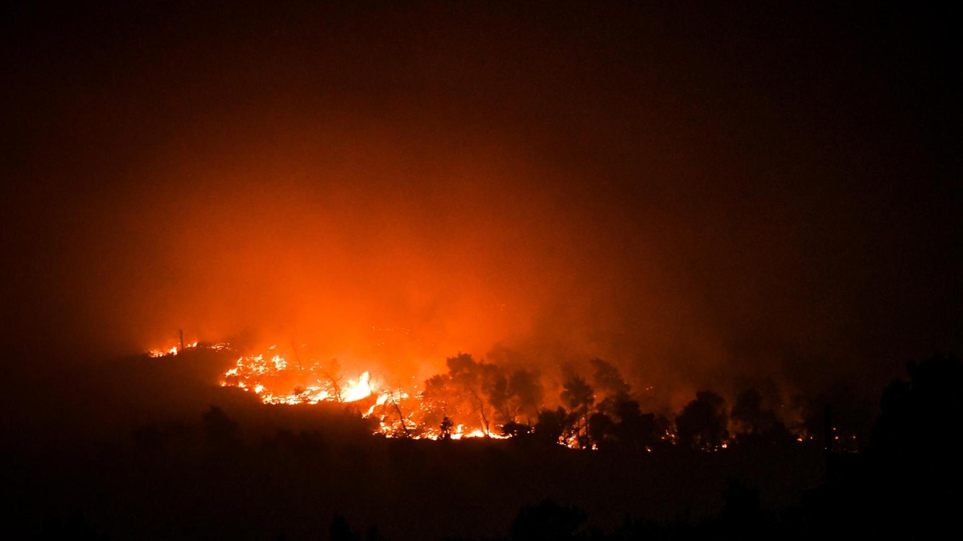 Waldbrand bei Attika in Griechenland -