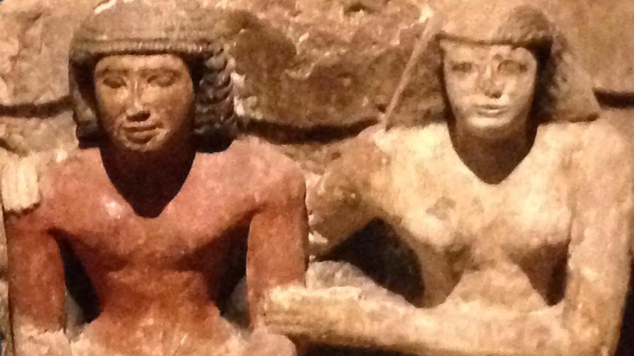 Statue eines Mannes mit Namen "Pepi Ankh" und seine Frau, Old Kingdom Statue eines Mannes mit Namen "Pepi Ankh" und seine Frau, Old Kingdom
