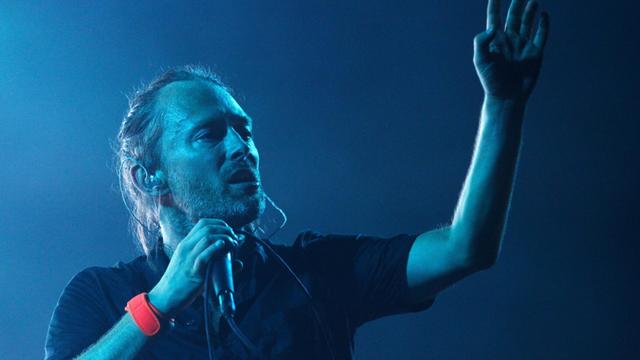 Der britische Sänger und Bandleader von Radiohead, Thom Yorke