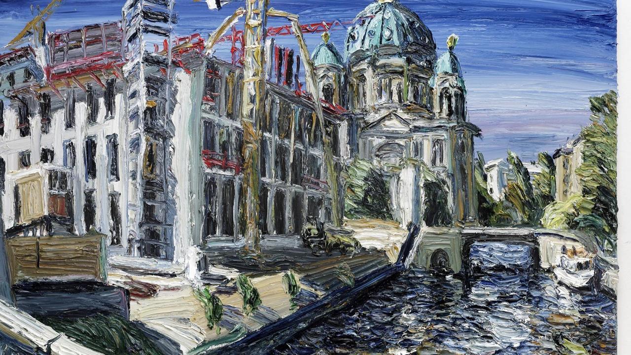 Das Gemälde "Schlossplatz August 2014" von Christopher Lehmpfuhl. Das Gemälde "Schlossplatz August 2014" von Christopher Lehmpfuhl.