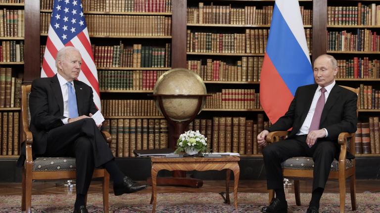Wladimir Putin und Joe Biden am 16. Juni 2021 in Genf, Schweiz. 