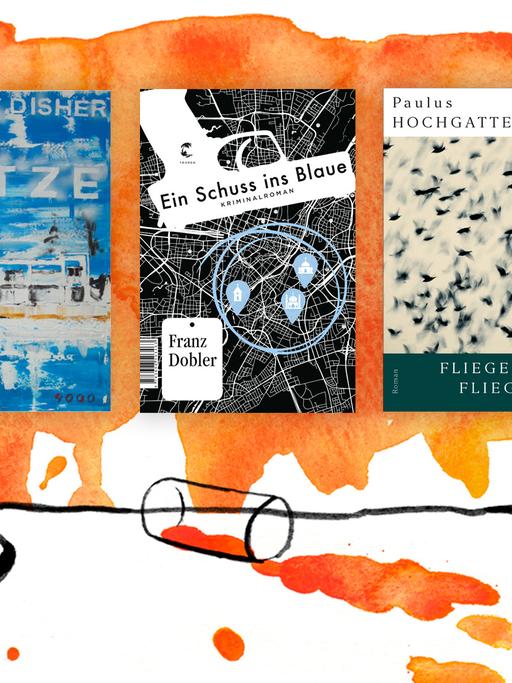 Buchcover zu "Hitze", "Schuss ins Blaue", "Fliege fort, fliege fort"
