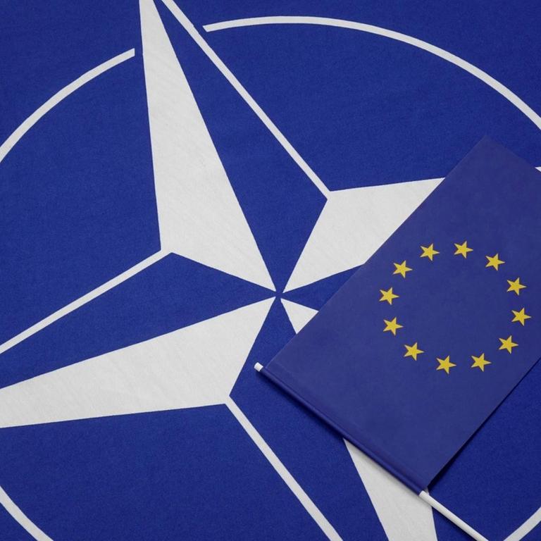 NATO Fahne und EU Fähnchen Flagge Fahne Fähnchen Europäische Union EU Sterne Ste