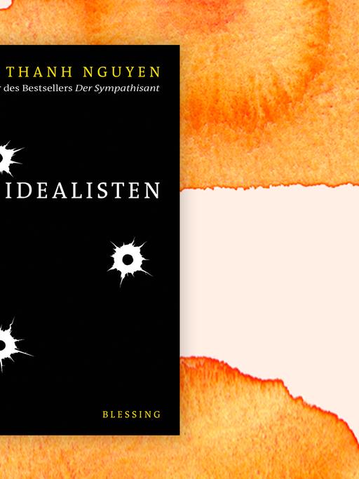 Buchcover des Krimis "Die Idealisten" auf grafischem Hintergrund.