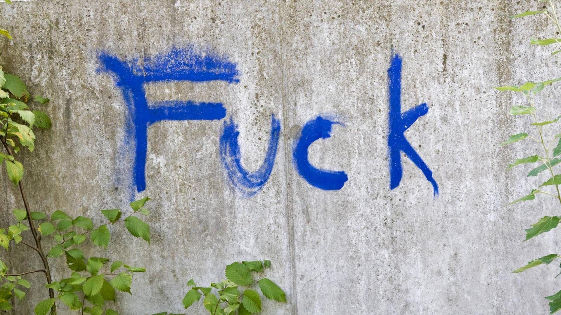 Der Schriftzug "Fuck " an einer Mauer