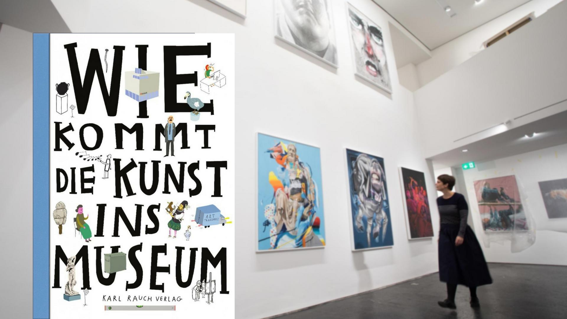 Cover des Kinderbuchs "Wie Kommt die Kunst ins Museum" von Ondřej Chrobák, Rostislav Koryčánek, Martin Vanĕk vor einem Foto einer Ausstellung im Urban Nation Museum for Contemporary Art in Berlin Cover des Kinderbuchs "Wie Kommt die Kunst ins Museum" von Ondřej Chrobák, Rostislav Koryčánek, Martin Vanĕk vor einem Foto einer Ausstellung im Urban Nation Museum for Contemporary Art in Berlin