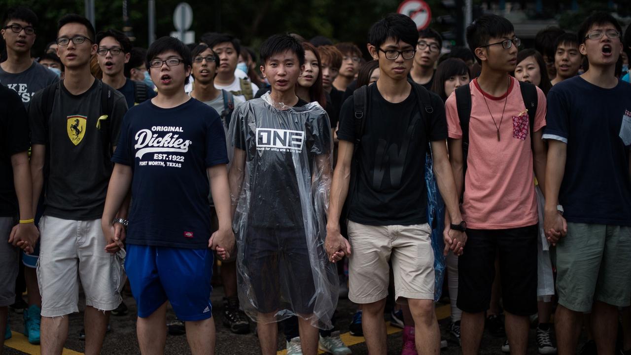 Demonstranten in Hongkong. Demonstranten in Hongkong.
