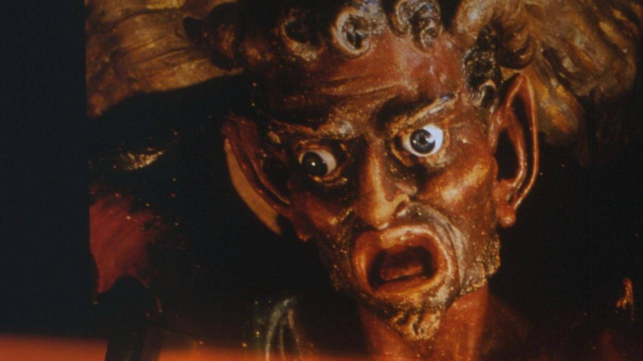 Eine Darstellung des Dämons Asmodeus in der Kathedrale von Rennes-le-Chateau in Frankreich. Eine Darstellung des Dämons Asmodeus in der Kathedrale von Rennes-le-Chateau in Frankreich.