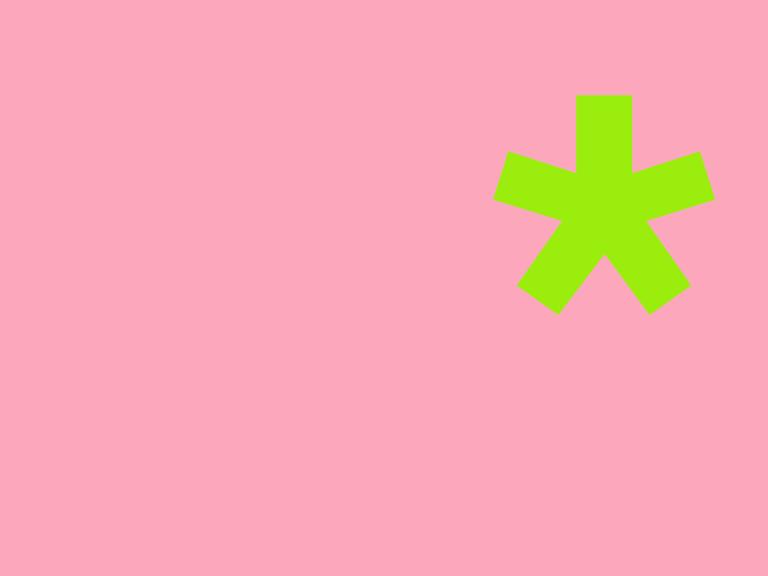 Ein grüner Asterisk auf rosa Grund.