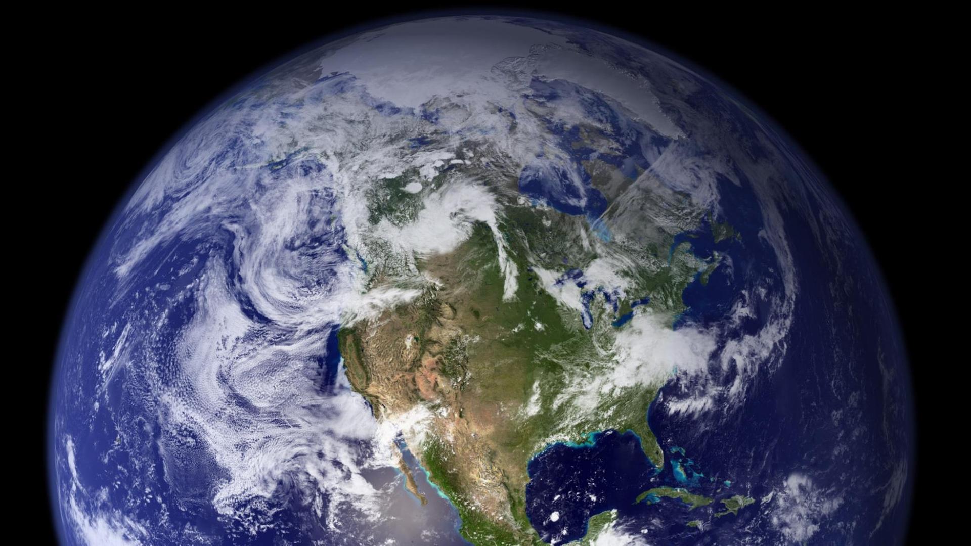 Eine Nasa-Aufnahme zeigt die westliche Hemisphäre der Erdkugel Eine Nasa-Aufnahme zeigt die westliche Hemisphäre der Erdkugel