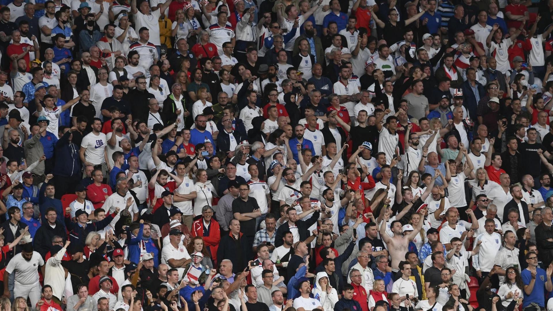 Englische Fans im Stadion. Englische Fans im Stadion.
