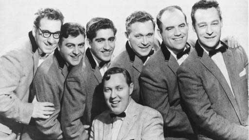 Bill Haley (Mitte) und seine Band "The Comets", 1956