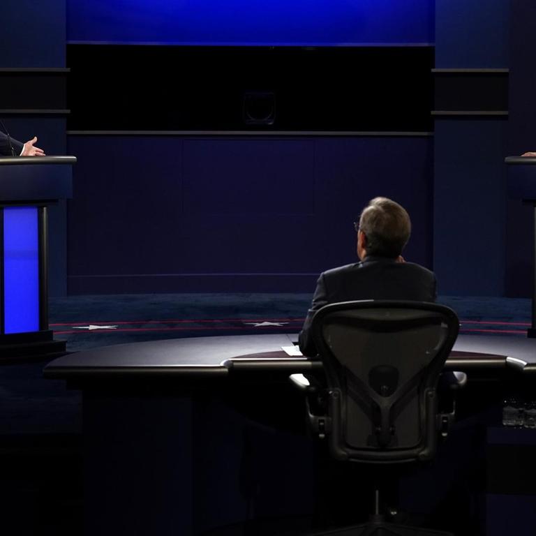 TV-Duell zur US-Wahl am 29.09.2020: US-Präsident Donald Trump und Joe Biden, demokratischer Kandidat mit Fox News-Moderator Chris Wallace