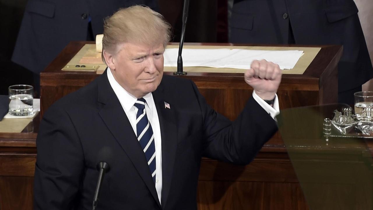 US-Präsident Donald Trump spricht im Kapitol. US-Präsident Donald Trump spricht im Kapitol.