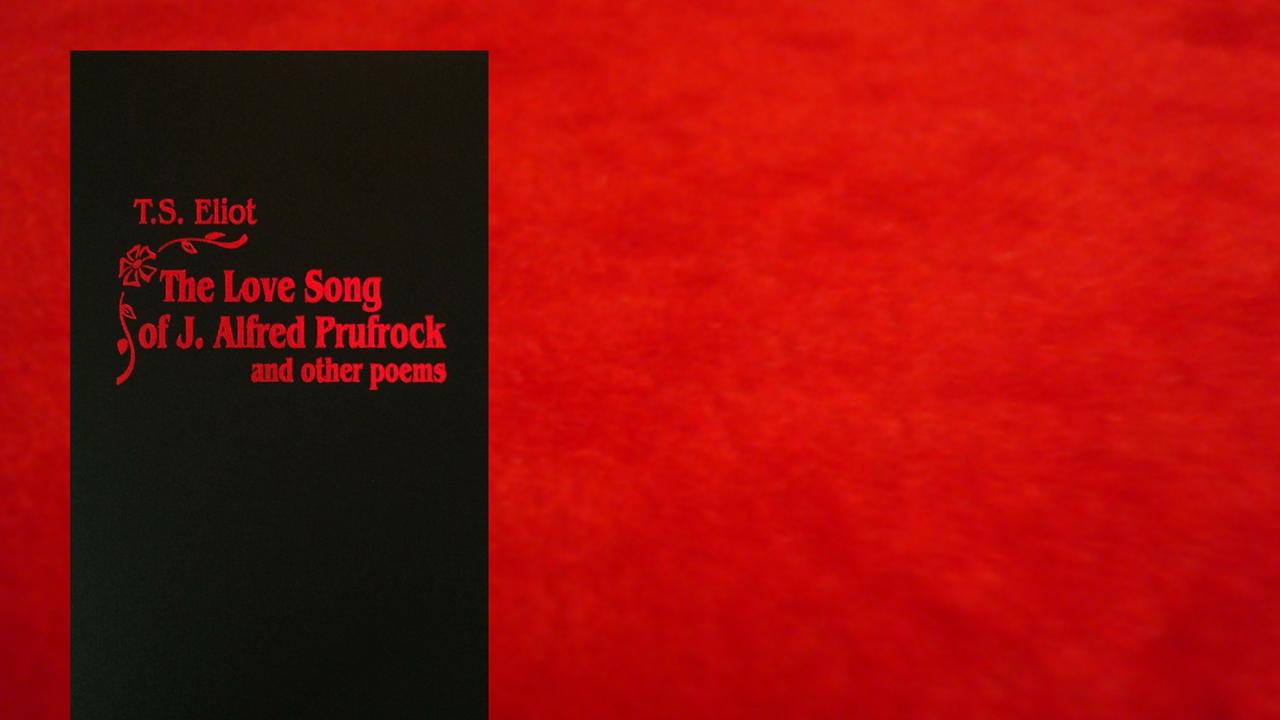 Das Cover von „The Love Song of J. Alfred Prufrock“ vor rotem Hintergrund