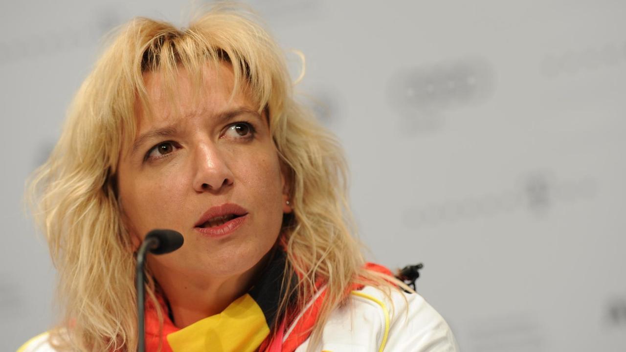 Manuela Schmermund während der Pressekonferenz im Deutschen Haus am 31.08.2012 Manuela Schmermund während der Pressekonferenz im Deutschen Haus am 31.08.2012
