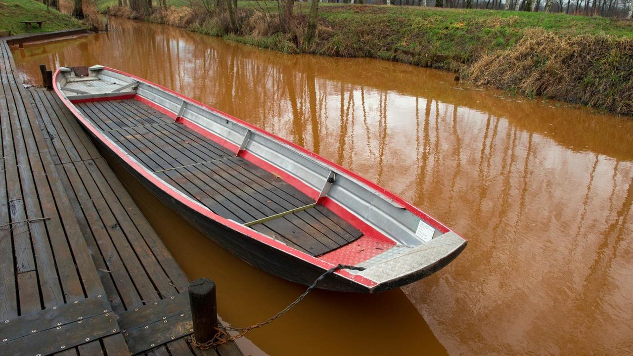 Bräunlich-Rot ist das Wasser eines Bachs am 10.01.2013 am Naturspreewaldhafen in Ragow nahe Lübben (Brandenburg) gefärbt. Nach dem Ende vieler Lausitzer Braunkohletagebaue macht ansteigendes Grundwasser Mensch und Natur zu schaffen. So verfärbt sich das Wasser im Oberlauf der Spree bräunlich. Bräunlich-Rot ist das Wasser eines Bachs am 10.01.2013 am Naturspreewaldhafen in Ragow nahe Lübben (Brandenburg) gefärbt. Nach dem Ende vieler Lausitzer Braunkohletagebaue macht ansteigendes Grundwasser Mensch und Natur zu schaffen. So verfärbt sich das Wasser im Oberlauf der Spree bräunlich.