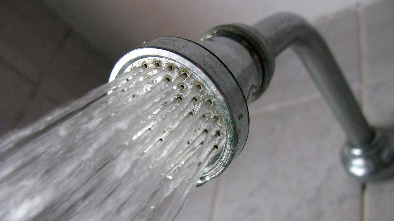 Wasser läuft aus einem Duschkopf