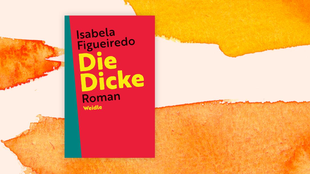 Cover zu Isabela Figueiredos Roman "Die Dicke" auf orangem Aquarellhintergrund. Cover zu Isabela Figueiredos Roman "Die Dicke" auf orangem Aquarellhintergrund.