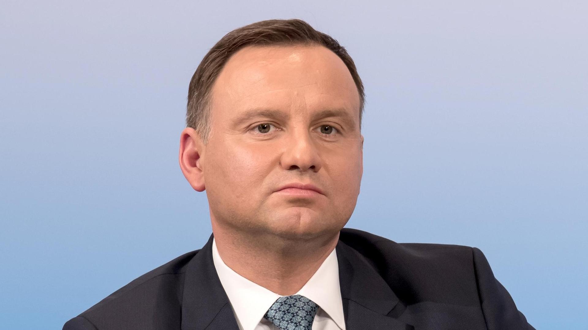 Der polnische Präsident Andrzej Duda spricht am 17.02.2017 während der Münchner Sicherheitskonferenz. Der polnische Präsident Andrzej Duda spricht am 17.02.2017 während der Münchner Sicherheitskonferenz.