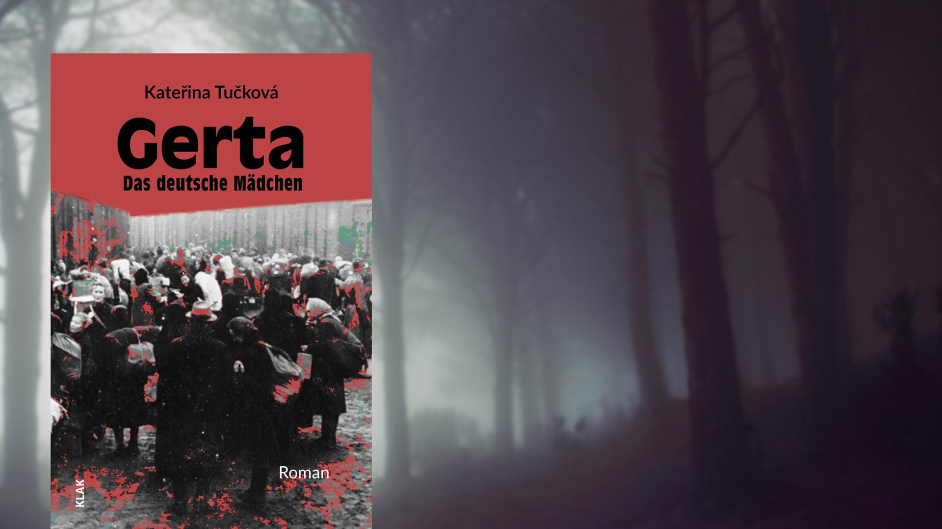 Im Vordergrund das Cover von Kateřina Tučkovás "Gerta", im Hintergrund ein Wald im Nebel. Im Vordergrund das Cover von Kateřina Tučkovás "Gerta", im Hintergrund ein Wald im Nebel.