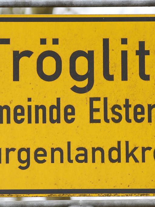 Das Ortsschild von Tröglitz