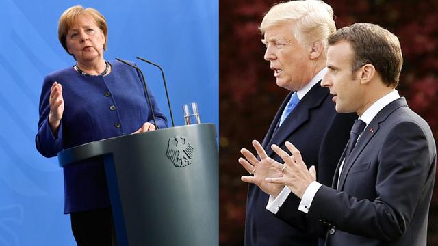 Merkel / Macron mit Trump