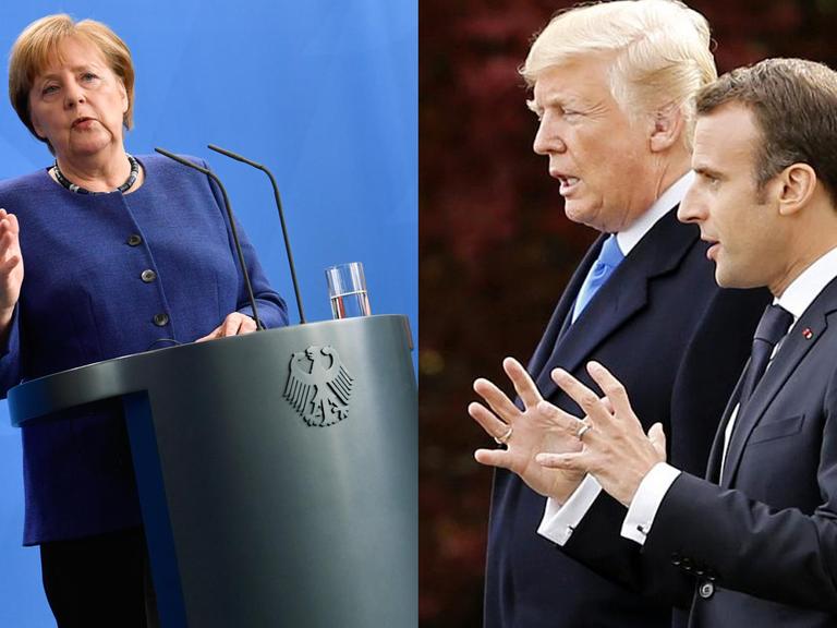 Merkel / Macron mit Trump