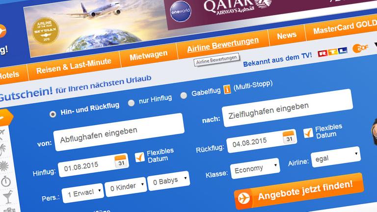 Online-Buchungen über Reiseportale wie fluege.de