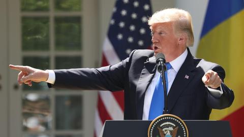 US-Präsident Donald Trump bei einer Pressekonferenz im Garten des Weißen Hauses