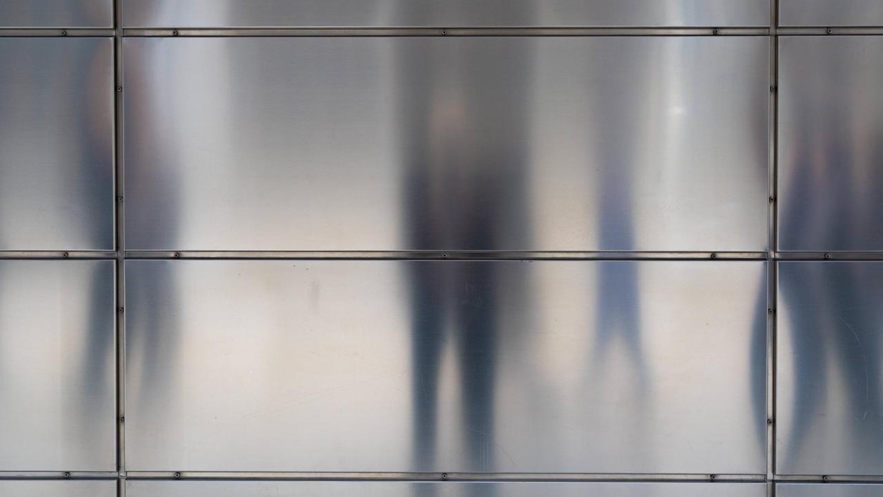 Flüchtige Schatten auf der matten Metallfassade eines Bürohauses in der Hamburger HafenCity Flüchtige Schatten auf der matten Metallfassade eines Bürohauses in der Hamburger HafenCity