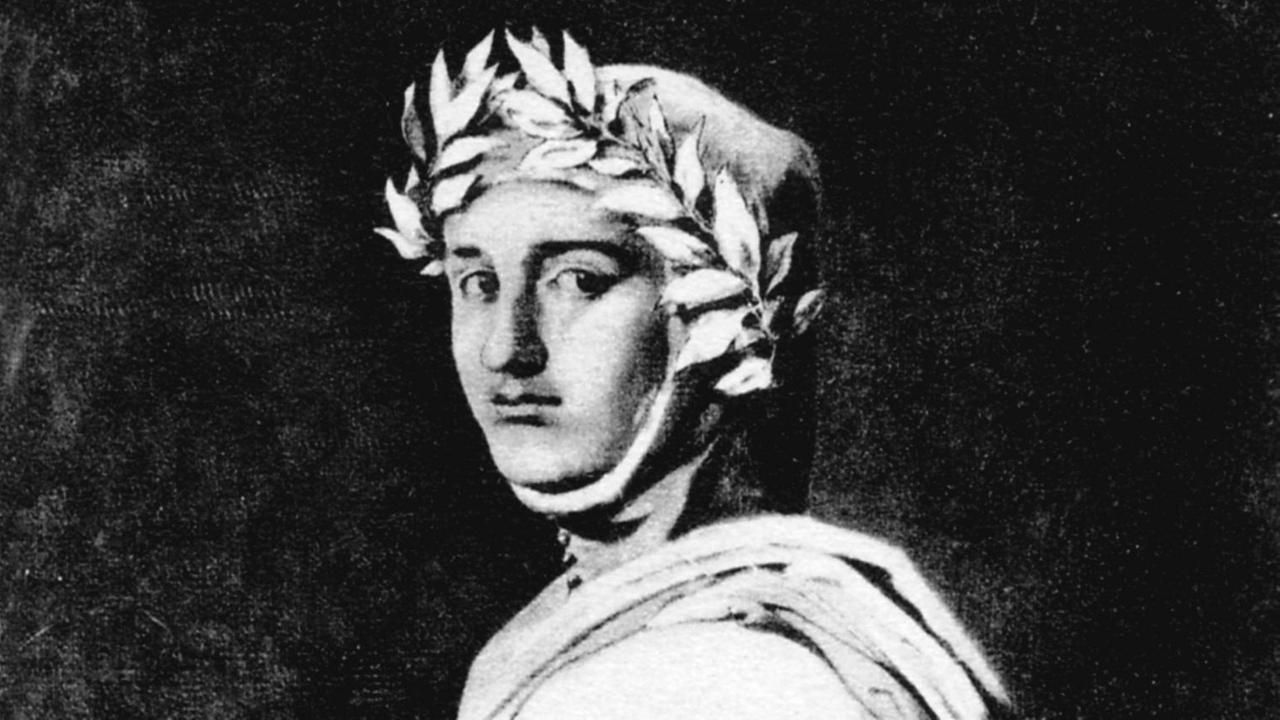 Historisches Porträt vom italienischen Dichter Francesco Petrarca, 1862.