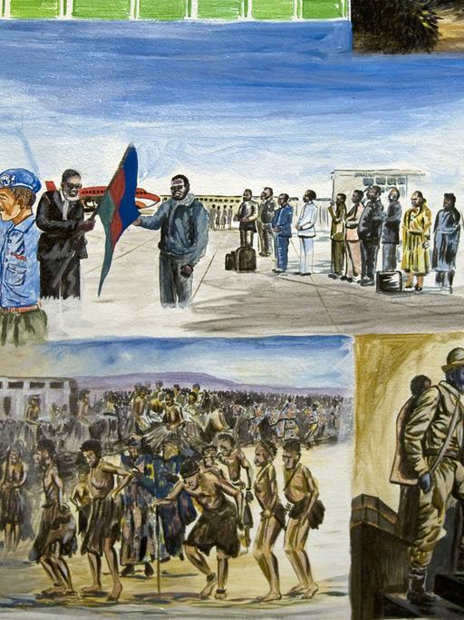 Wandgemälde zur Befreiung Nambias durch die deutschen Kolonialherren in Windhoek