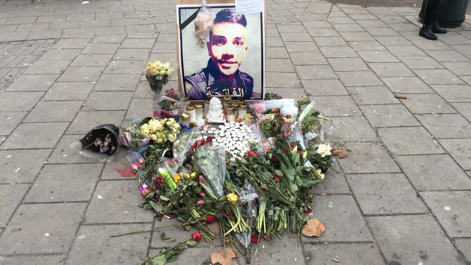 Malmö, Schweden, Gedenken für Mordopfer Ahmed. Malmö, Schweden, Gedenken für Mordopfer Ahmed.