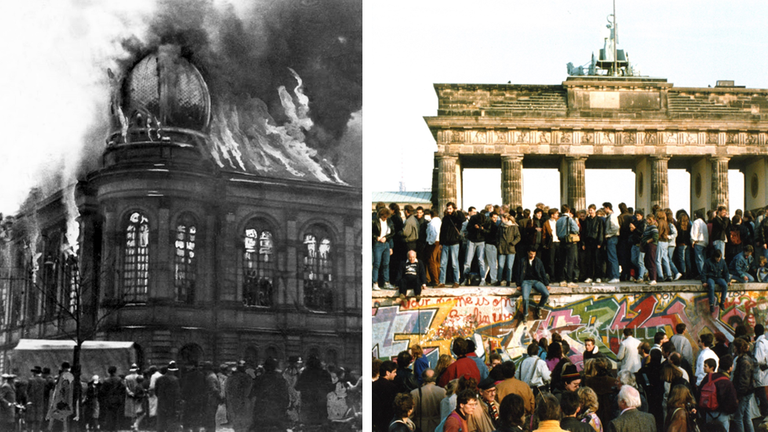 Zwei Fotos sind zu sehen: Das linke Bild zeigt eine brennende Synagoge i...</p>

                        <a href=