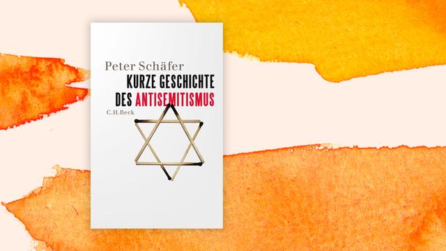 Das Buchcover von "Kurze Geschichte des Antisemitismus" von Peter Schäfer ist vor einem grafischen Hintergrund zu sehen.