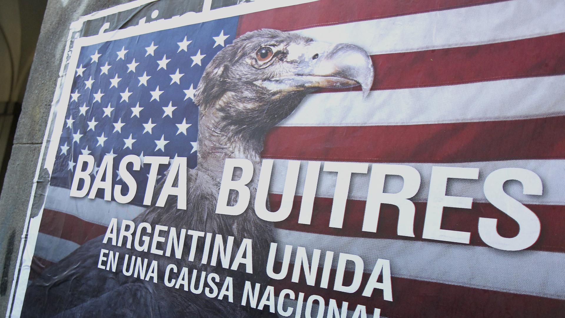Protestplakat gegen Hedgefonds in Argentinien Protestplakat gegen Hedgefonds in Argentinien