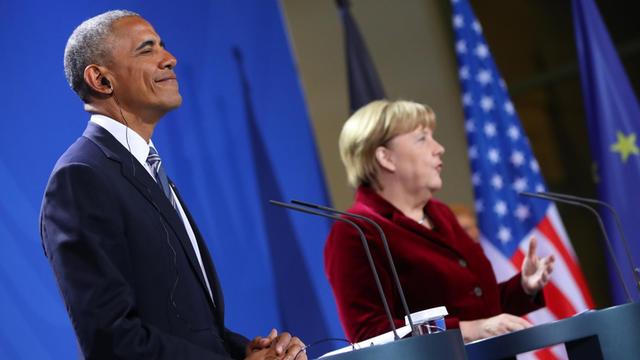 US-Präsident Obama bei Pressekonferenz mit Merkel in Berlin